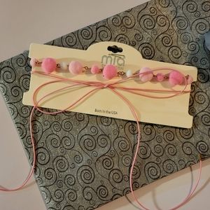 NWT Mia Collection Pink & White Pom Pom Choker Necklace